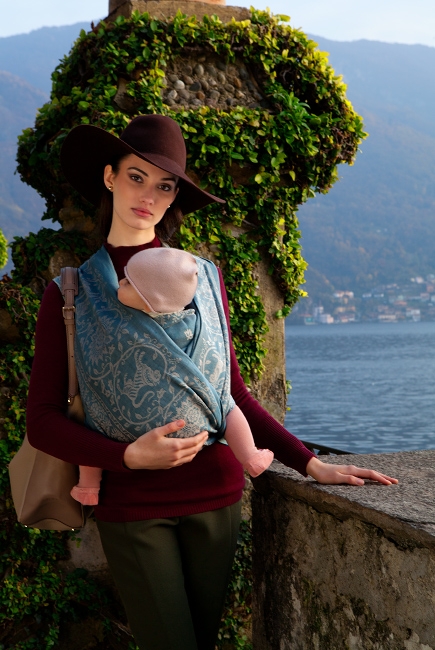 Слинг-шарф Diva Milano cо льном, Barocco Lions Notte Mare