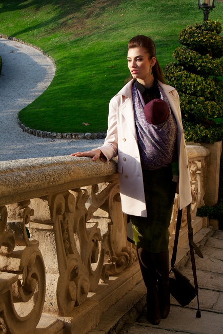 Слинг-шарф Diva Milano cо льном, Barocco Napoletano Viola