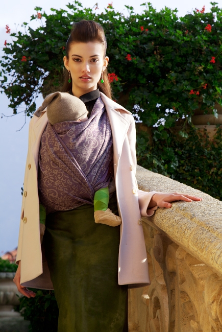 Слинг-шарф Diva Milano cо льном, Barocco Napoletano Viola
