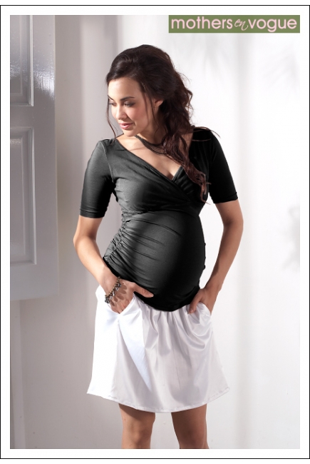 Топ для кормления Mothers en Vogue "Side Ruched Tee", цвет черный