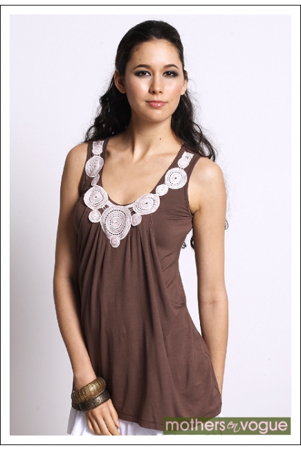 Туника для кормления "Zahra Applique", цвет коричневый