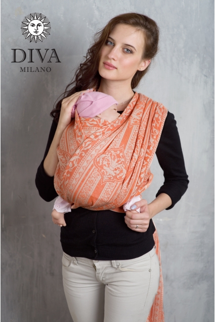 Слинг-шарф Diva Milano cо льном, Flora Arancio