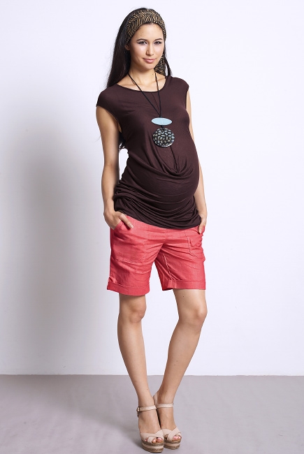 Шорты для беременных и родивших Mothers en Vogue Boardwalk длинные, маковый