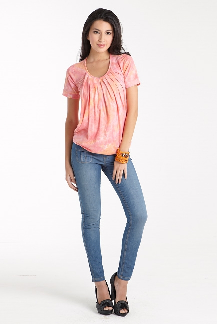 Топ для кормления Slouchy Pleated короткий рукав, Peach Melba