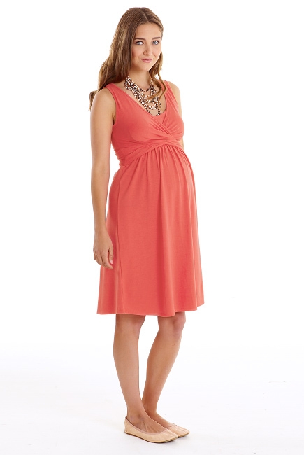 Платье для кормящих и беременных "Wrap Dress" без рукава, Nectarine