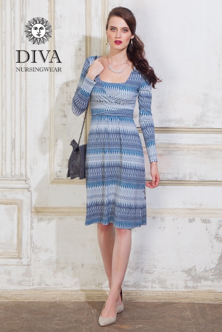Платье для кормящих и беременных Diva Nursingwear Alba дл.рукав, принт Iceberg