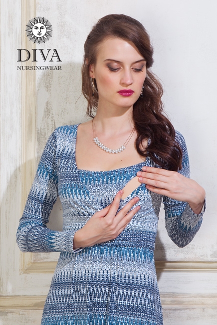 Платье для кормящих и беременных Diva Nursingwear Alba дл.рукав, принт Iceberg