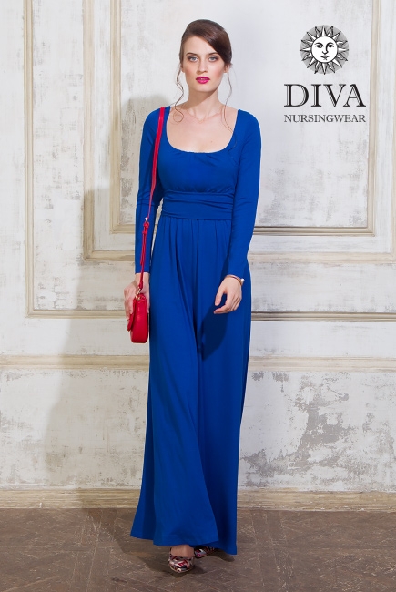 Платье для кормящих и беременных Diva Nursingwear Stella Maxi дл.рукав, цвет Azzurro