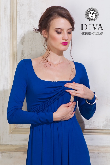 Платье для кормящих и беременных Diva Nursingwear Stella Maxi дл.рукав, цвет Azzurro