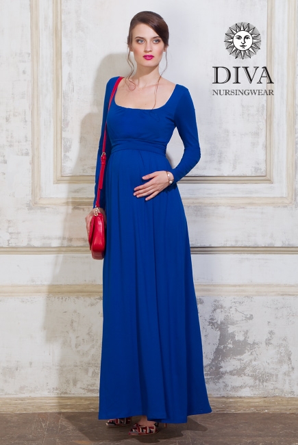 Платье для кормящих и беременных Diva Nursingwear Stella Maxi дл.рукав, цвет Azzurro