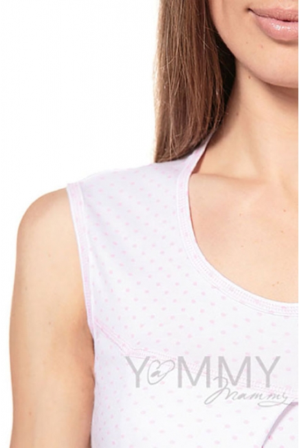 Сорочка белая в розовый горошек