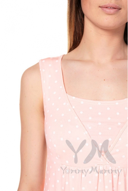 Сорочка со сборкой розовая в белый горошек