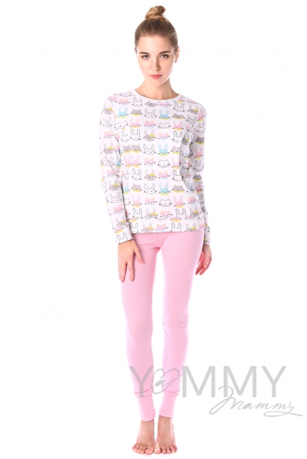 Комплект для дома розовый с принтом "зайчики/котики"