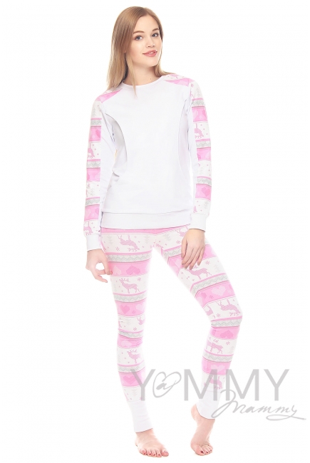 Комплект для дома экрю с принтом олени