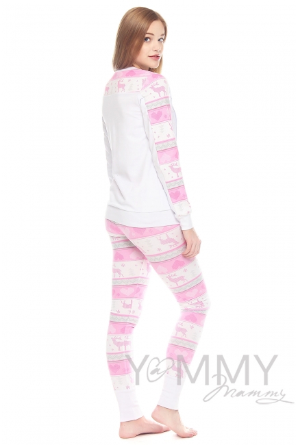 Комплект для дома экрю с принтом олени