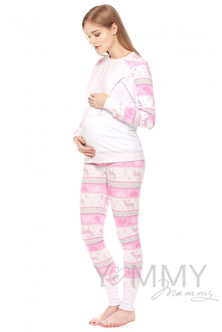 Комплект для дома экрю с принтом олени