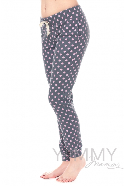 Комплект для дома серый с принтом розовый горох