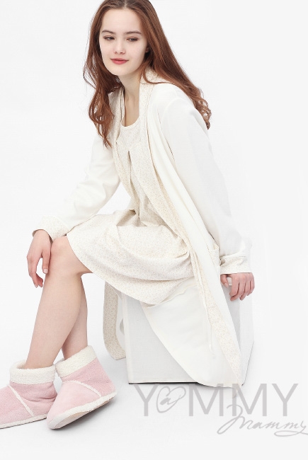 Комплект для роддома экрю/бежевые цветы