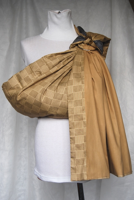 Слинг с кольцами Баюшка двуслойный, Бежево-синий