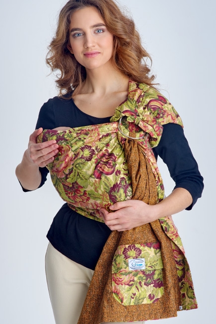 Слинг с кольцами Баюшка двуслойный, Цветы