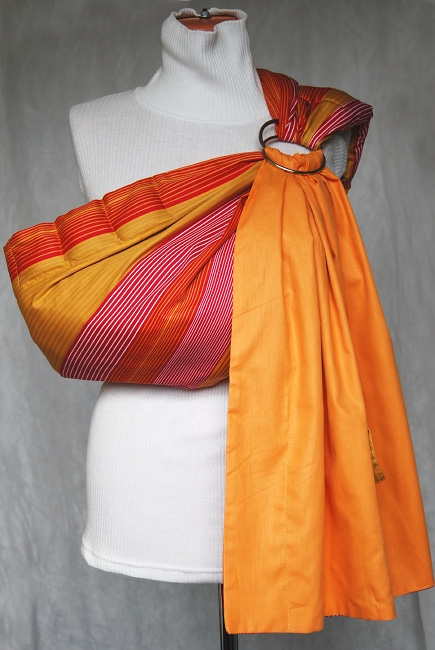 Слинг с кольцами Баюшка двуслойный, Оранжевые полоски