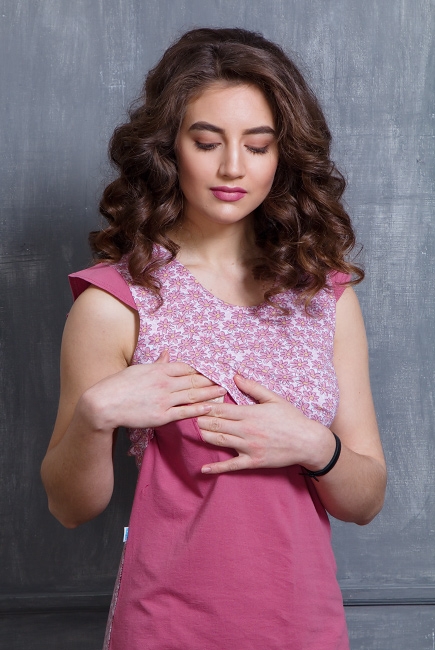 Ночная рубашка для беременных и кормящих Баюшка, брусничный