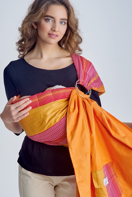 Слинг с кольцами Баюшка двуслойный, Оранжевые полоски