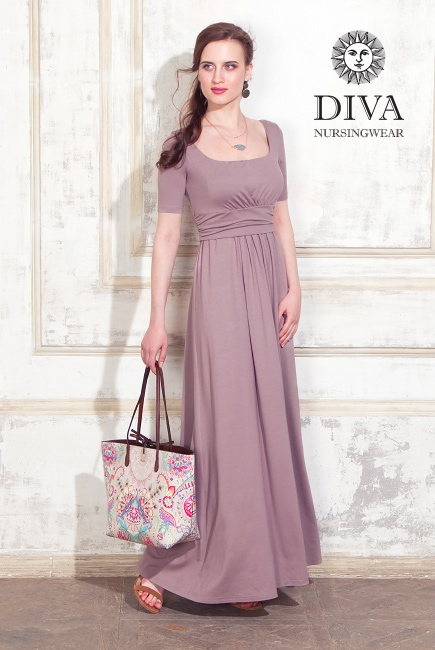 Платье для кормящих и беременных Diva Nursingwear Stella Maxi, Cacao