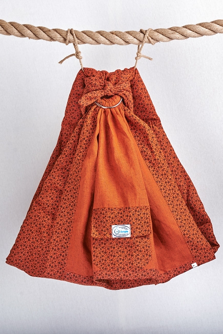 Слинг с кольцами Баюшка однослойный, Терракотовые цветы