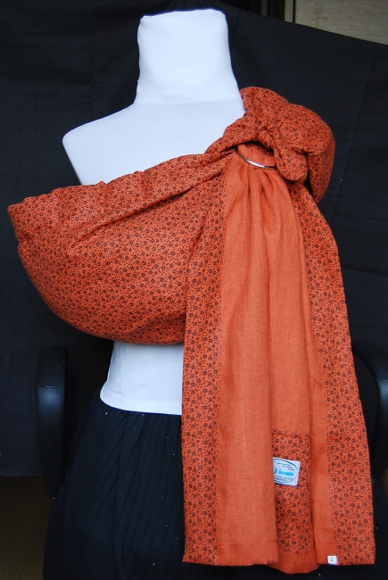 Слинг с кольцами Баюшка однослойный, Терракотовые цветы