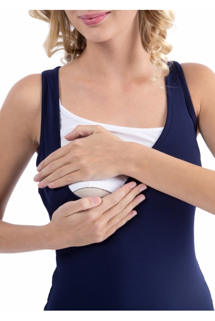 Майка «МВ03» тёмно-синяя для кормящих