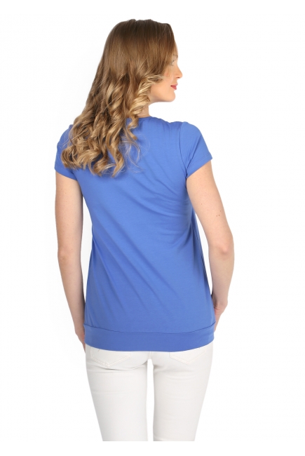 Футболка "Агна" синяя для беременных и кормящи