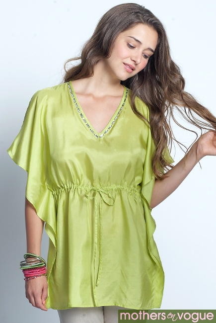 Топ для кормления Mothers en Vogue "Luxe Silk Kaftan", зеленый