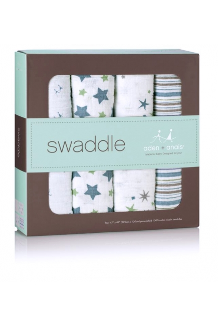 Aden&Anais набор 4 больших муслиновых пеленок, Prince Charming (принц)