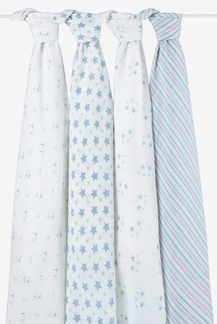 Муслиновые пеленки для новорожденных Aden&Anais, большие, набор 4 Prince Charming