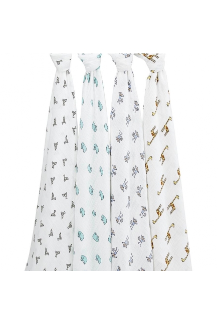 Муслиновые пеленки для новорожденных Aden&Anais, большие, набор 4, Jungle Jam