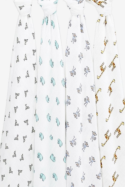 Муслиновые пеленки для новорожденных Aden&Anais, большие, набор 4, Jungle Jam