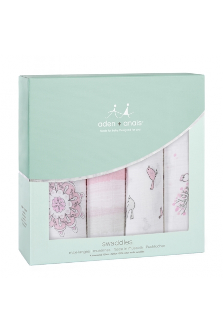Муслиновые пеленки для новорожденных Aden&Anais большие, набор 4, for the Birds