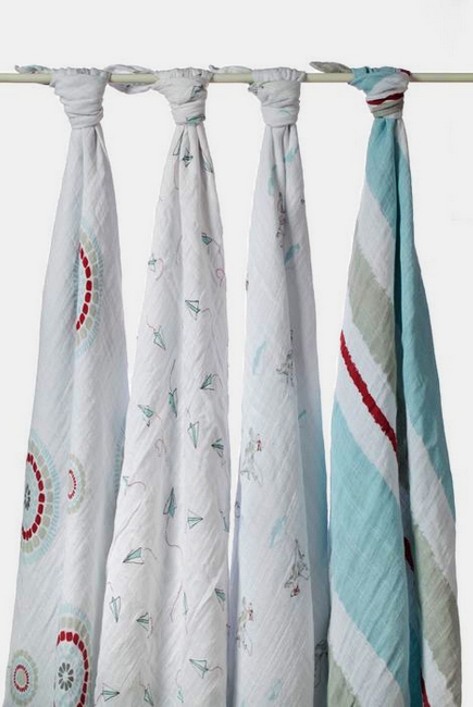 Aden&Anais набор 4 больших муслиновых пеленок, Liam the Brave