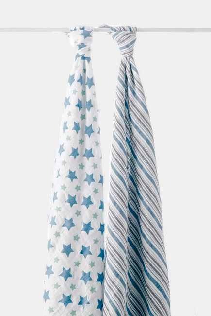 Aden&Anais набор 2 больших муслиновых пеленок, Prince Charming (принц)