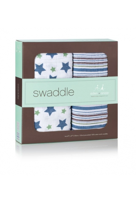 Aden&Anais набор 2 больших муслиновых пеленок, Prince Charming (принц)