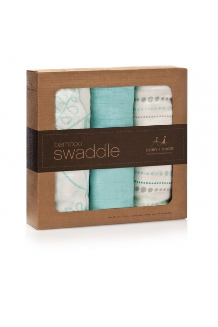 Бамбуковые пеленки для новорожденных Aden&Anais большие, набор 3, Azure