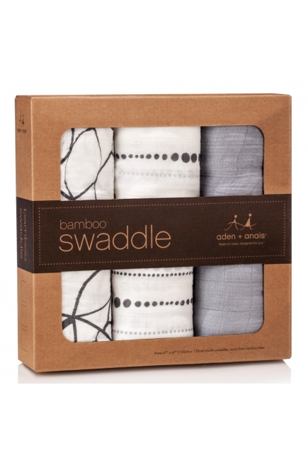 Aden&Anais набор 3 больших бамбуковых пеленок, Moonlight (лунный свет)