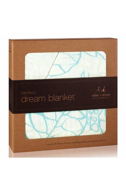 Aden&Anais одеяло бамбуковое, Azure-Leafy (голубые листья)