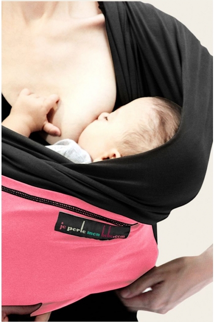 Слинг-шарф JPMBB трикотажный, цвет "черный - бубль-гум"