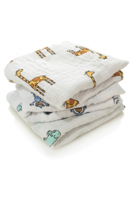 Муслиновые пеленки для новорожденных Aden&Anais средние, набор 3, Jungle Jam