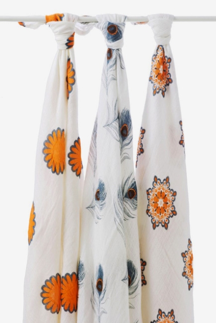 Aden&Anais набор 3 больших бамбуковых пеленок, Mela (яблоко)