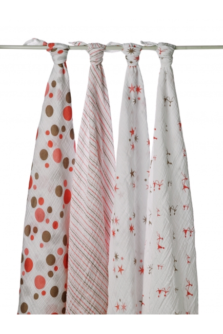 Aden&Anais набор 4 больших муслиновых пеленок, Star Light (звездный свет)