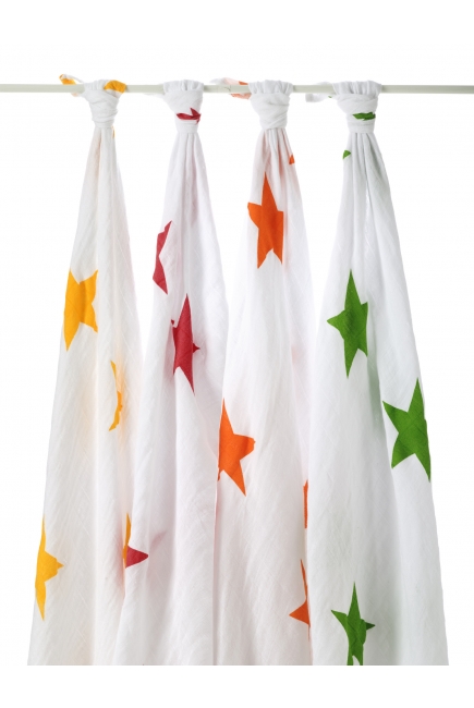 Муслиновые пеленки для новорожденных Aden&Anais, большие, набор 4, Super Star