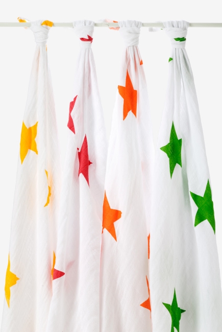 Муслиновые пеленки для новорожденных Aden&Anais, большие, набор 4, Super Star